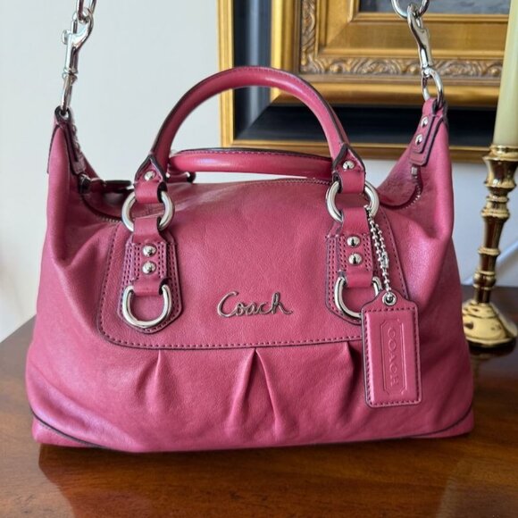 Coach F 15445 Ashley Leather Satchel Shoulder bag Handbag Pink Convertible Strap - Picture 5 of 14